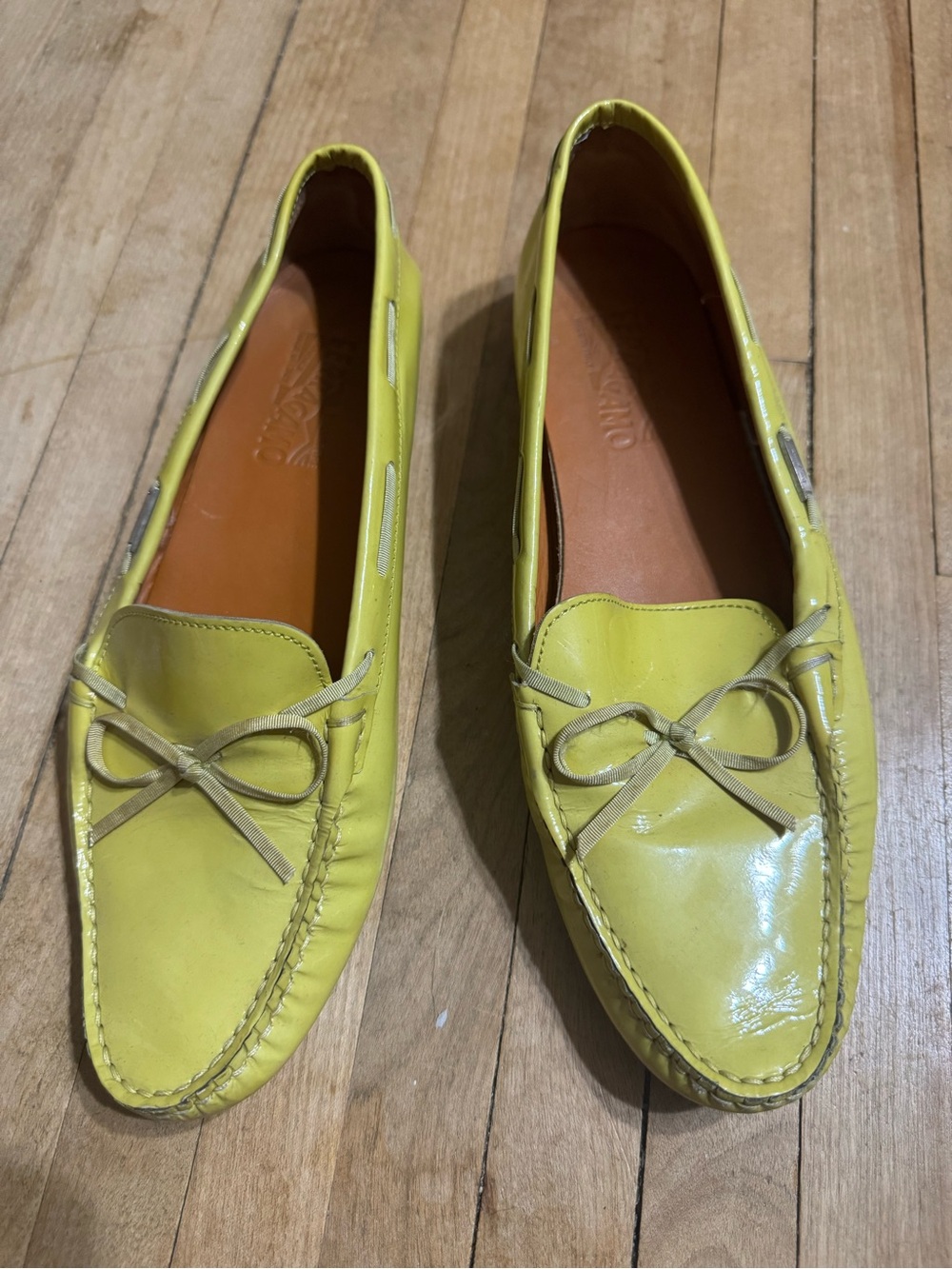 Women’s Chartreuse Bow-Accent Leather Loafers